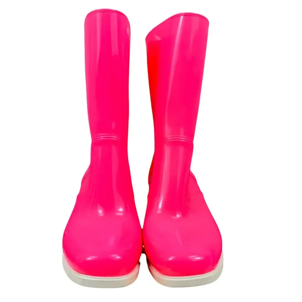 Christian Louboutin Loubirain Rubber Pvc Heeled Rain Boots Pink Size 37